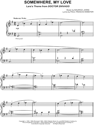 Somewhere, My Love from Doctor Zhivago - Sheet Music