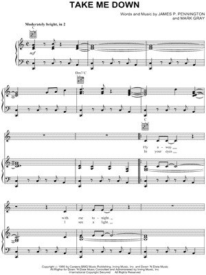 Take Me Down by Alabama - Sheet Music