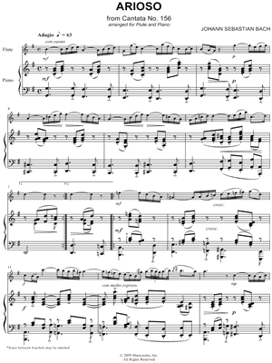 Arioso From Cantata No. 156, for Flute and Piano - Piano Accompaniment