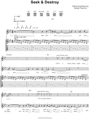 Seek & Destroy by Kasabian - Sheet Music