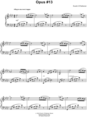 Opus #13 by Dustin O'Halloran - Sheet Music