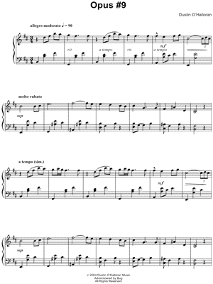 Opus #9 by Dustin O'Halloran - Sheet Music