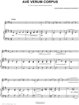 Ave Verum Corpus - Piano Accompaniment (Bb Instrument)