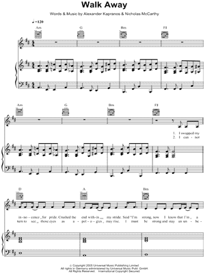 Walk Away by Franz Ferdinand - Sheet Music