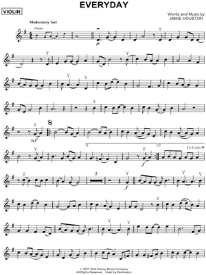 Everyday from High School Musical 2 - Sheet Music