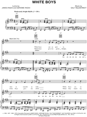 White Boys from Hair - Sheet Music