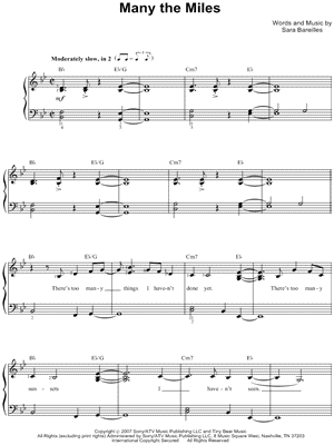 Many the Miles by Sara Bareilles - Sheet Music