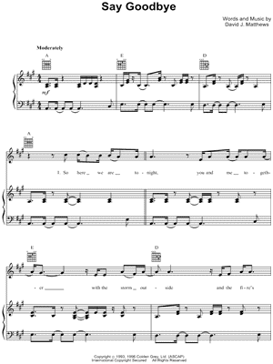 Say Goodbye by Dave Matthews Band - Sheet Music