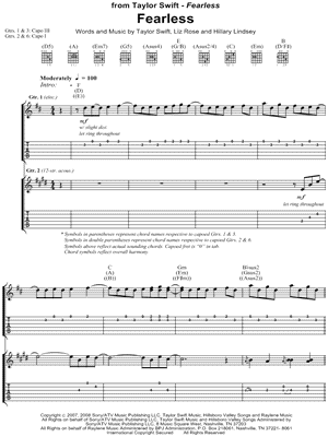 Fearless by Taylor Swift - Sheet Music