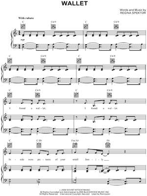 Wallet by Regina Spektor - Sheet Music