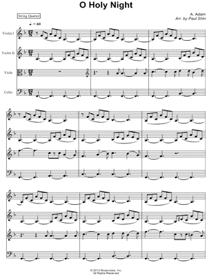 O Holy Night - String Quartet Score