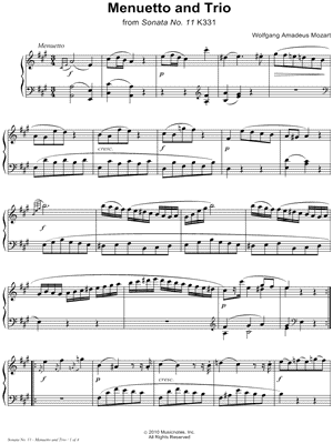 Piano Sonata No. 11 in A Major, K. 331: II. Menuetto and Trio