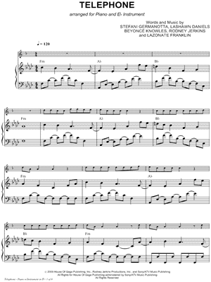 Telephone - Piano Accompaniment (Eb Instrument)
