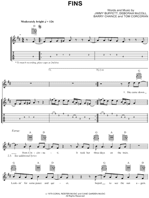 Fins by Jimmy Buffett - Sheet Music