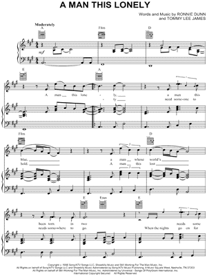 A Man This Lonely by Brooks & Dunn - Sheet Music
