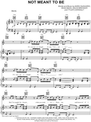 Not Meant To Be by Theory of a Deadman - Sheet Music