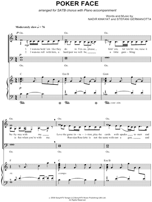 Poker Face by Lady Gaga - Sheet Music
