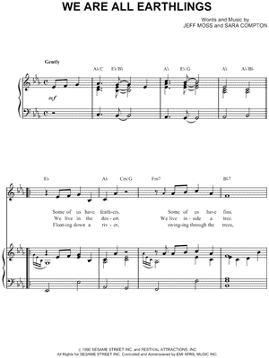 We Are All Earthlings from Sesame Street - Sheet Music