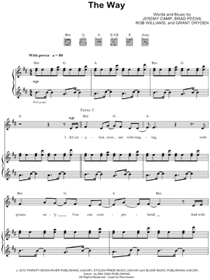 The Way by Jeremy Camp - Sheet Music