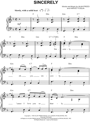 Sincerely by The McGuire Sisters - Sheet Music