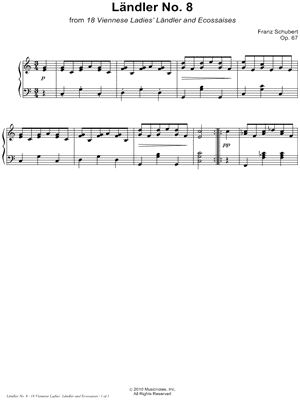 18 Viennese Ladies' Ländler and Ecossaises, Opus 67: Ländler No. 8