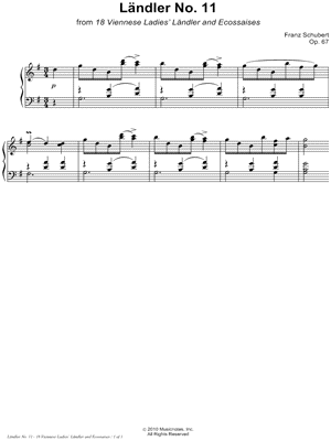 18 Viennese Ladies' Ländler and Ecossaises, Opus 67: Ländler No. 11