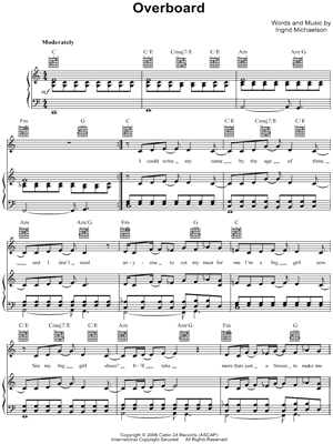 Overboard by Ingrid Michaelson - Sheet Music