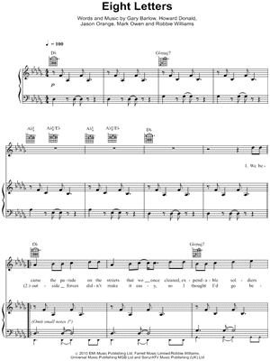 Eight Letters by Take That - Sheet Music