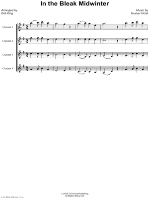 In the Bleak Midwinter - Score (Clarinet Quartet)