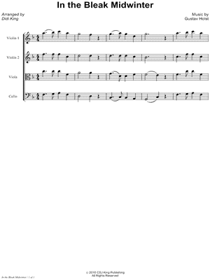 In the Bleak Midwinter - String Quartet Score by Gustav Holst - Sheet Music