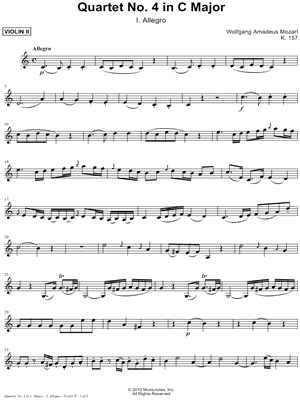 Quartet No. 4 In C Major, K 157: I. Allegro - Violin 2