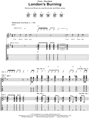 London's Burning by The Clash - Sheet Music