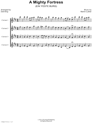 A Mighty Fortress Is Our God - Score (Clarinet Quartet)