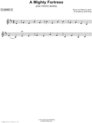 A Mighty Fortress Is Our God - Clarinet Part 4 (Clarinet Quartet)