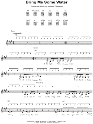 Bring Me Some Water by Melissa Etheridge - Sheet Music