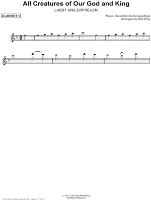 All Creatures of Our God and King - Clarinet 1 (Clarinet Quartet)