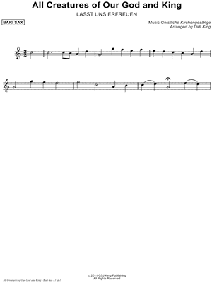 All Creatures of Our God and King - Baritone Sax (Sax Quartet)