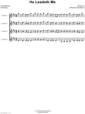 He Leadeth Me - Clarinet Quartet Score