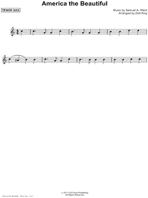 America the Beautiful - Tenor Sax Part (Sax Quartet)