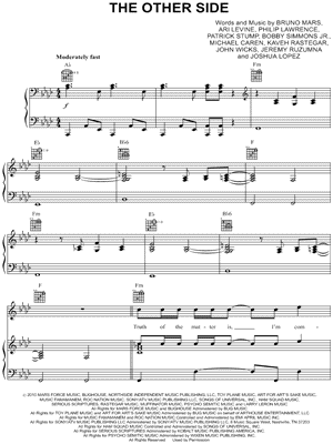The Other Side by Bruno Mars - Sheet Music