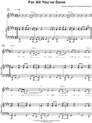 For All You've Done by Hillsong - Sheet Music