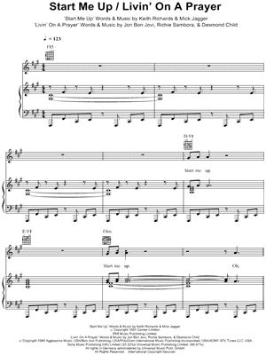 Start Me Up / Livin' on a Prayer by Glee Cast - Sheet Music