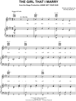The Girl That I Marry by Frank Sinatra - Sheet Music