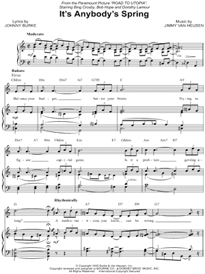 It's Anybody's Spring from Road To Utopia - Sheet Music