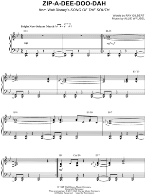 Zip-a-Dee-Doo-Dah from Song of the South - Sheet Music