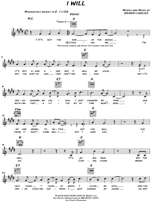 I Will by Brandi Carlile - Sheet Music