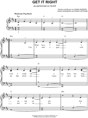 Get It Right by Glee Cast - Sheet Music