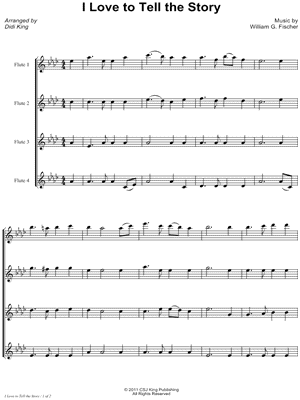 I Love To Tell the Story - Flute Quartet Score by William G. Fischer - Sheet Music