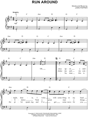 Run Around by Blues Traveler - Sheet Music
