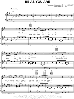 Be As You Are by Kenny Chesney - Sheet Music